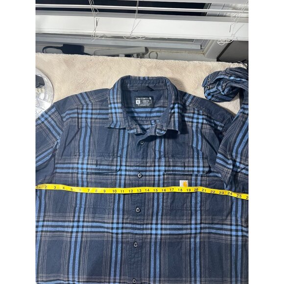 Carhartt Mens XL Blue Plaid Button-Up Shirt 100% Cotton Long Sleeve Casual Workw - Picture 8 of 10